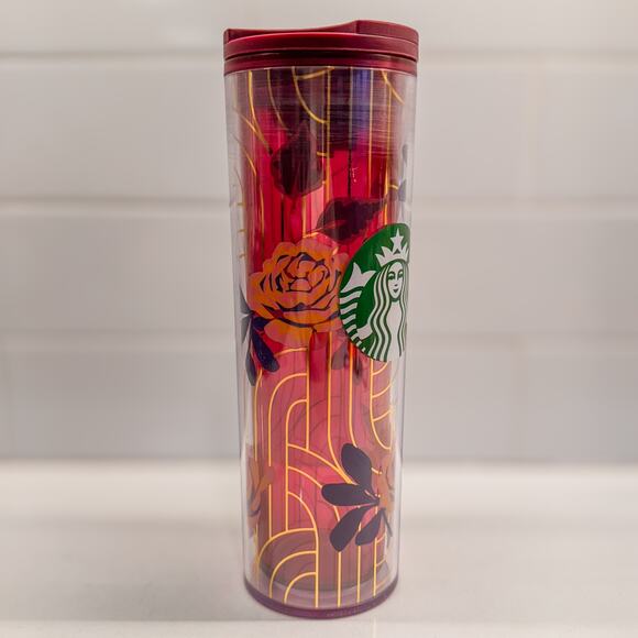Limited Edition Starbucks 2020 Fall Plum Pink Rose Tumbler-16oz-Slide/Twist Top - Picture 8 of 9